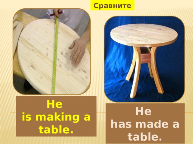 Сравните He is making a table. He has made a table. 