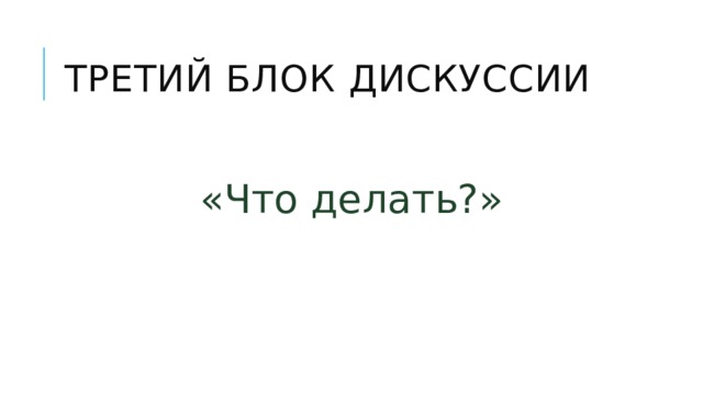 Третий блок дискуссии «Что делать?» 