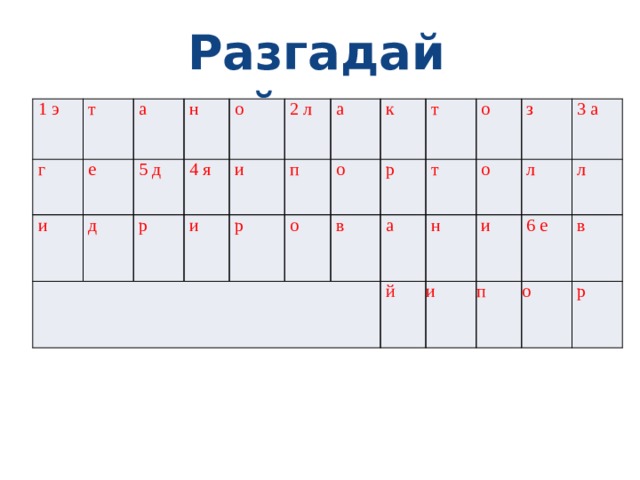 Разгадай чайнворд 1 э т г и а е д н 5 д 4 я о р и 2 л и п а р о о к т р в а т о н й о з и и л 3 а п л 6 е в о р 