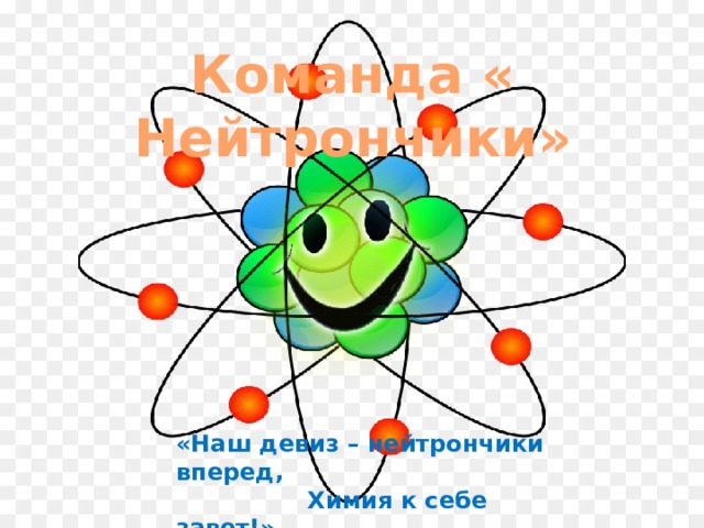 Команда « Нейтрончики» «Наш девиз – нейтрончики вперед,  Химия к себе завет!» 