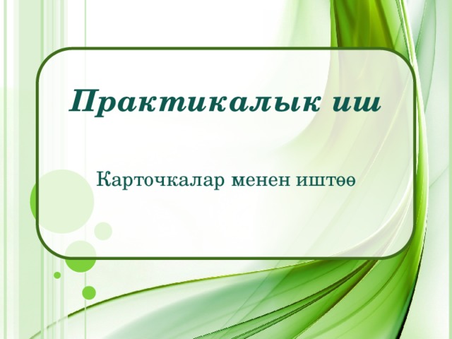 Практикалык иш Карточкалар менен иштөө  