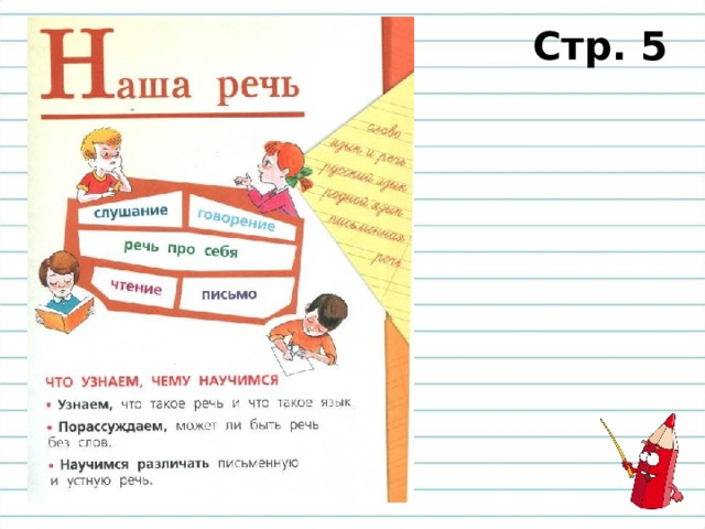 Стр. 5 Подумай, что такое речь?  