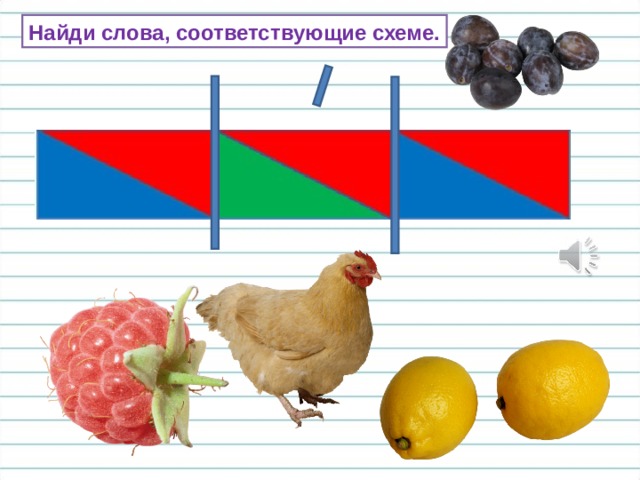 Найди слова, соответствующие схеме. 