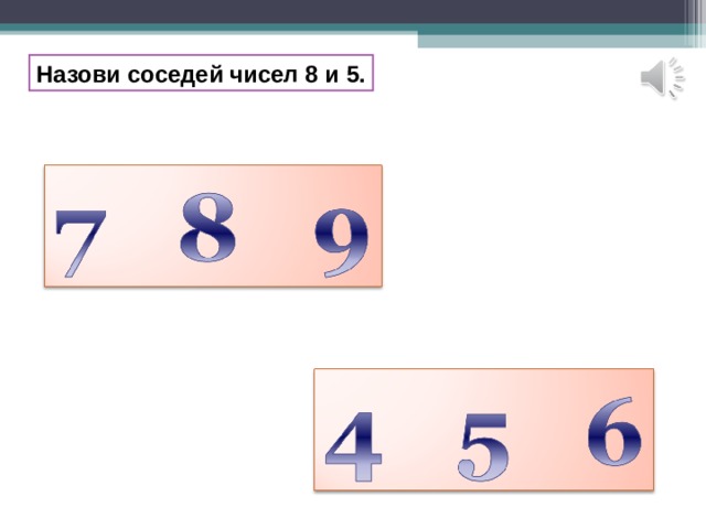 Назови соседей чисел 8 и 5. 