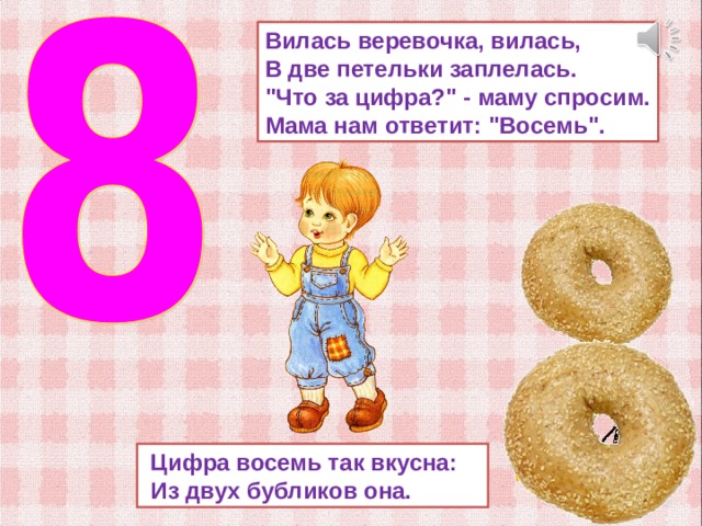 Вилась веревочка, вилась,  В две петельки заплелась.  