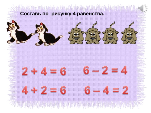 Составь по рисунку 4 равенства. 