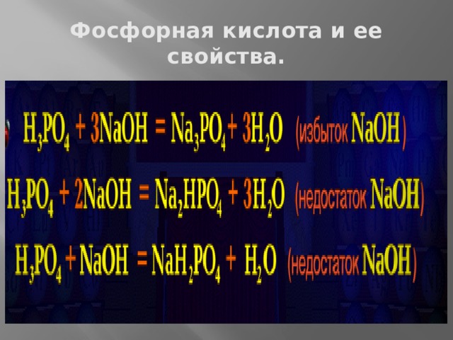 Фосфорная кислота и ее свойства. 