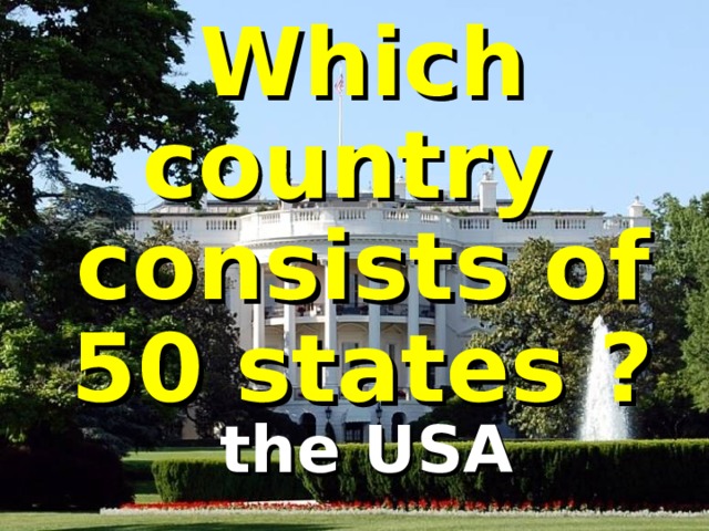 Which country  consists of 50 states ? the USA  