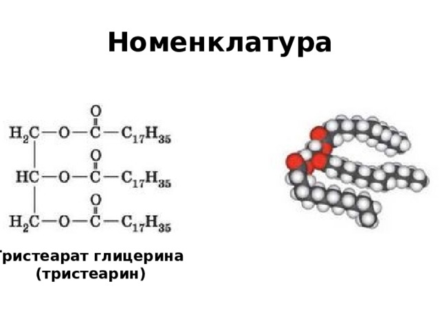 Номенклатура Тристеарат глицерина (тристеарин) 
