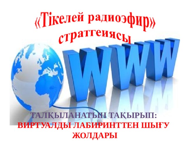 Талқыланатын тақырып: Виртуалды лабиринттен шығу жолдары 