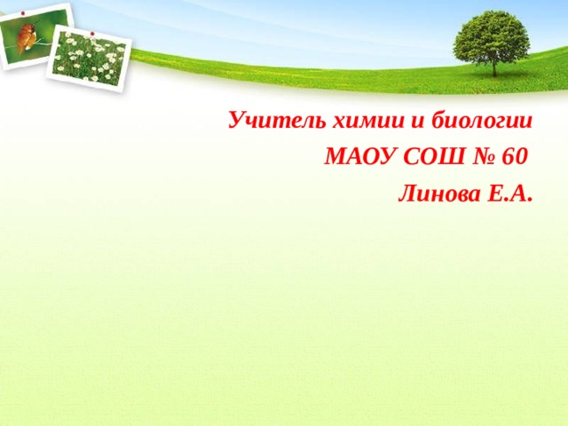 Учитель химии и биологии  МАОУ СОШ № 60 Линова Е.А. 