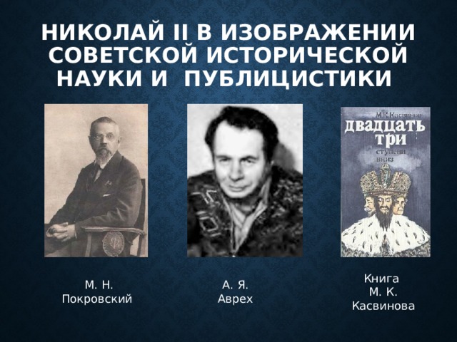 Николай II в изображении советской исторической науки и публицистики Книга М. К. Касвинова М. Н. Покровский А. Я. Аврех 