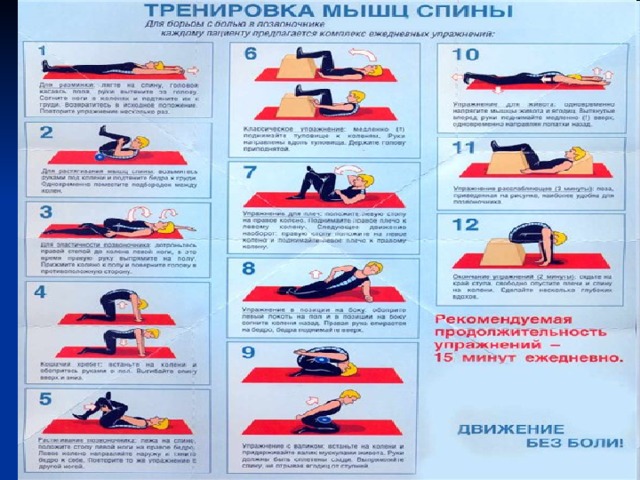 Разминка мышц груди и спины    Подъем рук вперед         Основная стойка. Соедините кисти перед собой. Глубоко вдохните, поднимая руки над головой, и сделайте выдох, возвращаясь в исходное положение.                 Подъем рук назад         Основная стойка. Соедините кисти внизу за спиной. Вдохните, поднимая их как можно выше и назад, выдыхайте, возвращаясь в исходное положение. Ни в коем случае не наклоняйтесь вперед.                 Разведения рук стоя         Основная стойка. Начинайте с выпрямления рук перед собой на уровне груди. Разведите руки как можно дальше назад, сводя вместе лопатки и вдыхая. Во время выдоха верните руки снова в исходное положение, округлите спину и плечи вперед, разводя лопатки в стороны. 