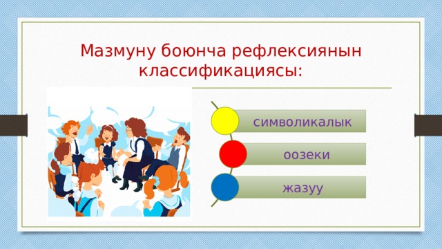 Мазмуну боюнча рефлексиянын классификациясы: символикалык оозеки жазуу 