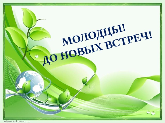 МОЛОДЦЫ!  ДО НОВЫХ ВСТРЕЧ! 