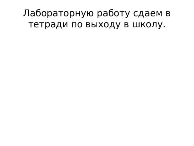 Лабораторную работу сдаем в тетради по выходу в школу. 