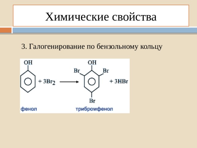 Химические свойства 3. Галогенирование по бензольному кольцу 