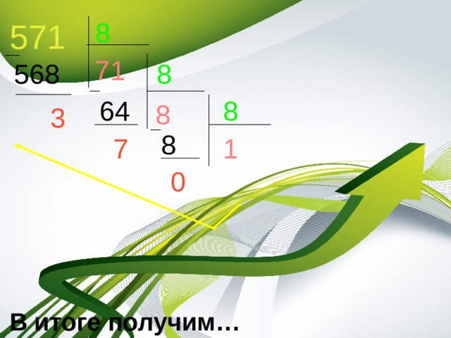 571 8 71 568 8 64 8 8  3 8 7 1 0 В итоге получим… 