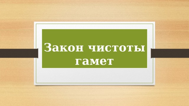 Закон чистоты гамет 