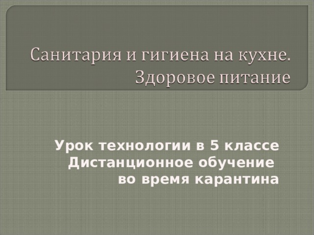 Урок технологии в 5 классе Дистанционное обучение во время карантина 