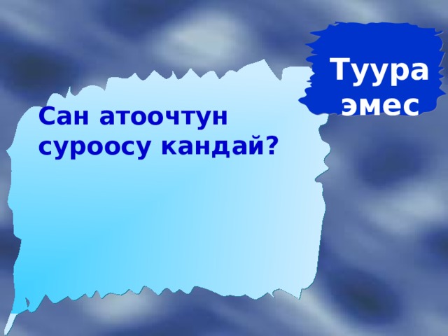 Туура эмес  Сан атоочтун суроосу кандай? 