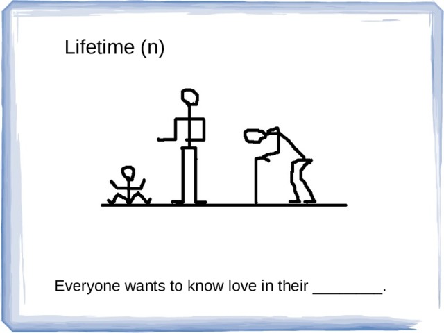 Lifetime (n) Everyone wants to know love in their ________. 
