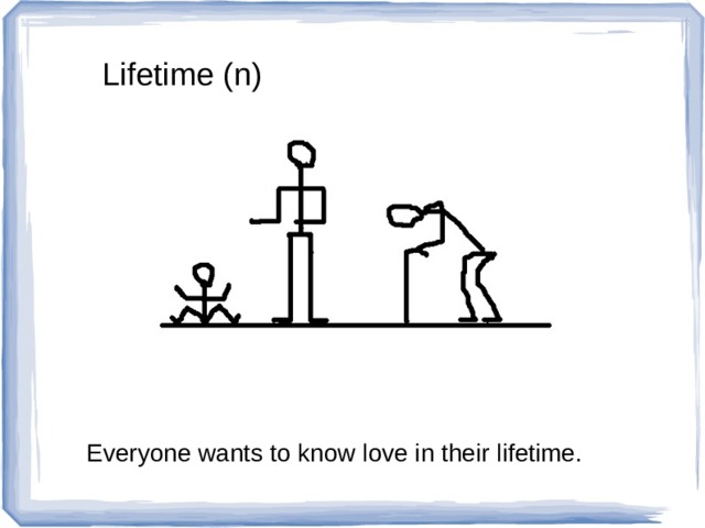 Lifetime (n) Everyone wants to know love in their lifetime. 