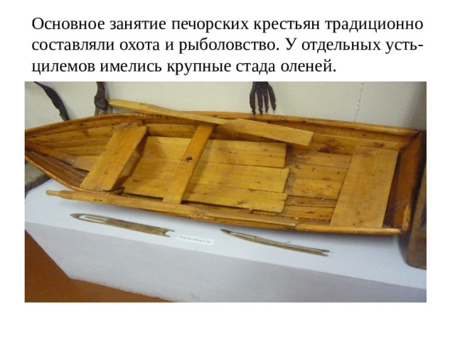 Основное занятие печорских крестьян традиционно составляли охота и рыболовство. У отдельных усть-цилемов имелись крупные стада оленей.  
