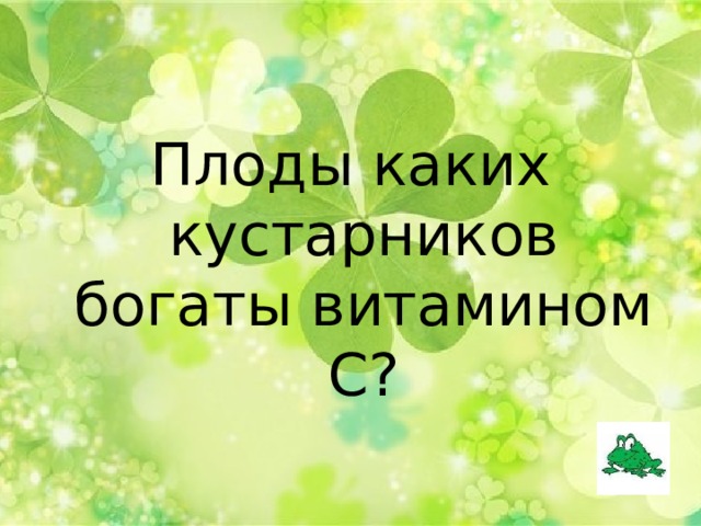 Плоды каких кустарников богаты витамином С? 