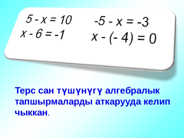 Терс сан түшүнүгү алгебралык тапшырмаларды аткарууда келип чыккан . 