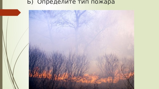 Б) Определите тип пожара 