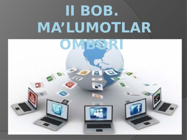 II BOB.  MA’LUMOTLAR OMBORI 