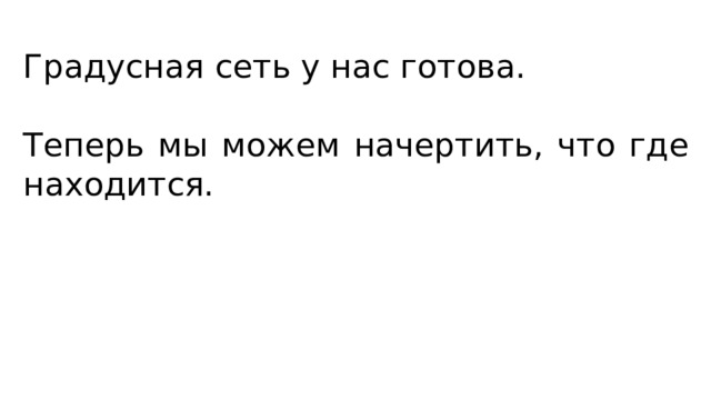 Градусная сеть у нас готова. Теперь мы можем начертить, что где находится. 