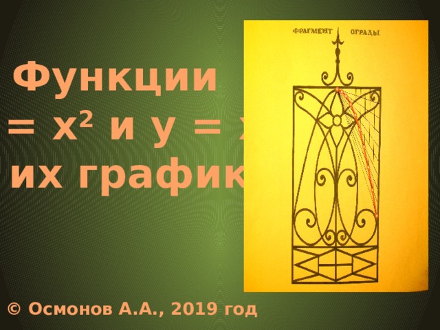 Функции у = х 2 и у = х 3 и их графики © Осмонов А.А., 2019 год  