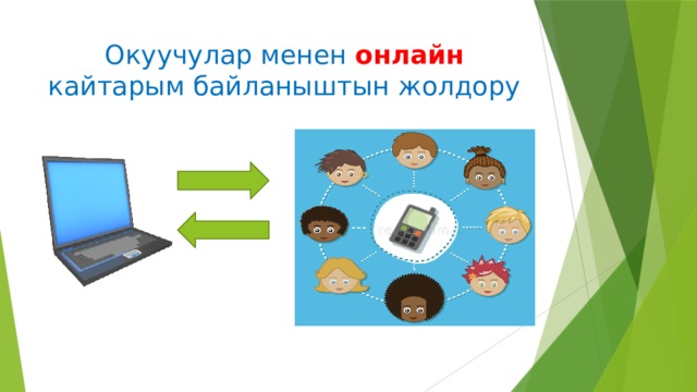 Окуучулар менен онлайн кайтарым байланыштын жолдору 