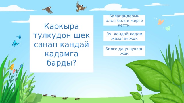Балапандарын алып болок жерге кетти Каркыра тулкудон шек санап кандай кадамга барды? Эч кандай кадам жазаган жок Билсе да унчуккан жок 