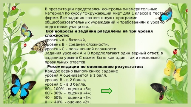 В презентации представлен контрольно-измерительные материал по курсу 