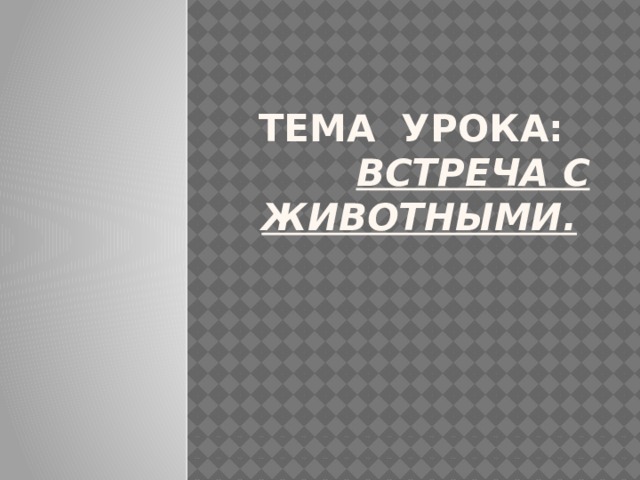  Тема урока: Встреча с животными.  