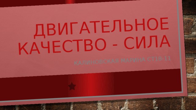 Двигательное качество - сила Калиновская Марина СТ18-11 