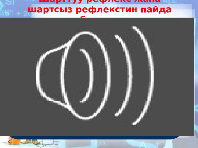 Шарттуу рефлекс жана шартсыз рефлекстин пайда болушу Шарттуу рефлекстин пайда болушуна жүргүзгөн методу  