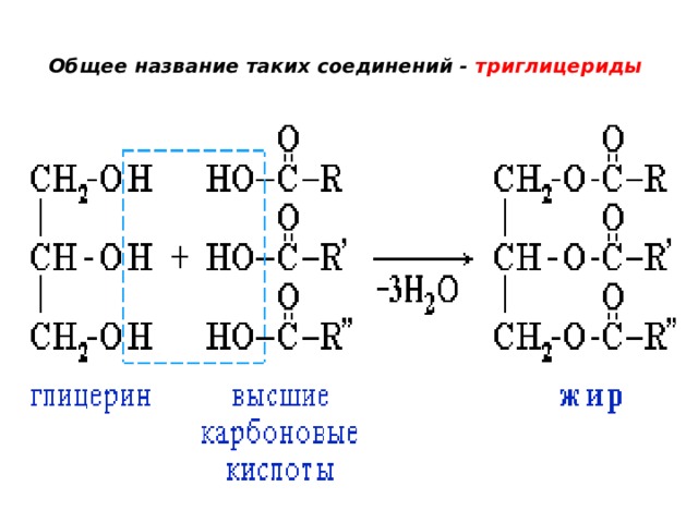  Общее название таких соединений - триглицериды   