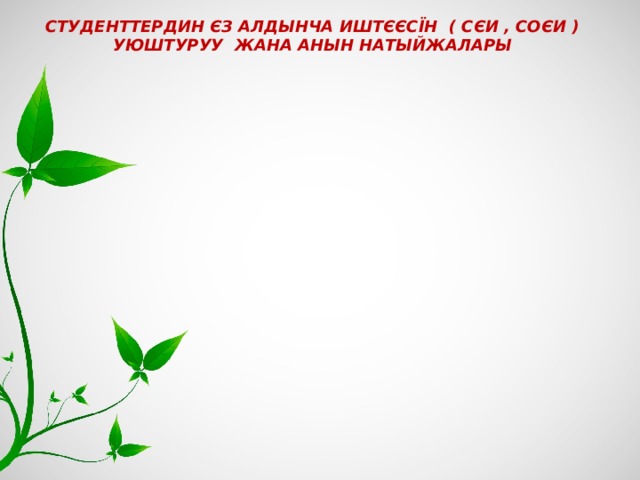 Студенттердин Єз алдынча иштЄЄсїн ( СєИ , СОєИ ) уюштуруу жана анын натыйжалары 