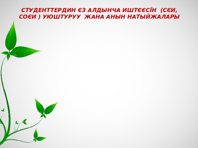 Студенттердин Єз алдынча иштЄЄсїн (СєИ, СОєИ ) уюштуруу жана анын натыйжалары 