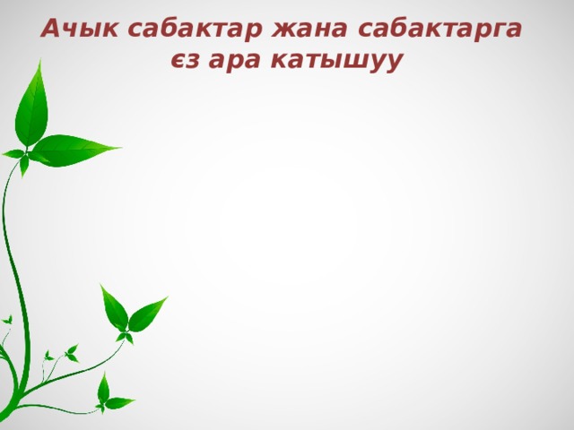 Ачык сабактар жана сабактарга  єз ара катышуу 