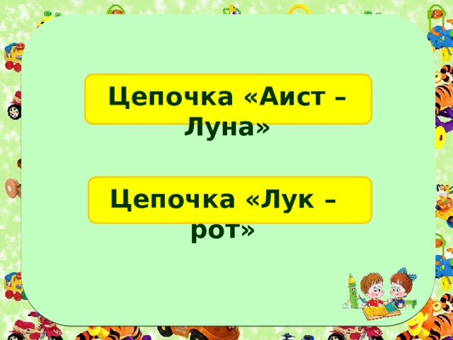 Цепочка «Аист – Луна» Цепочка «Лук – рот» 