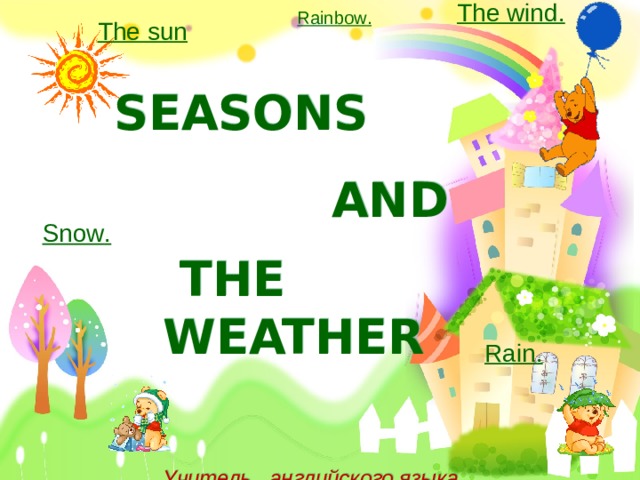 The wind . Rainbow . The sun SEASONS  AND  Snow .  THE WEATHER  Учитель английского языка Магомедова Эльмира Залкиповна  Rain . 