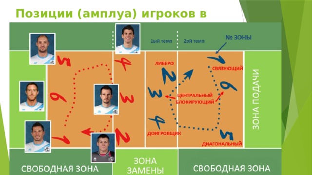 Позиции (амплуа) игроков в волейболе 