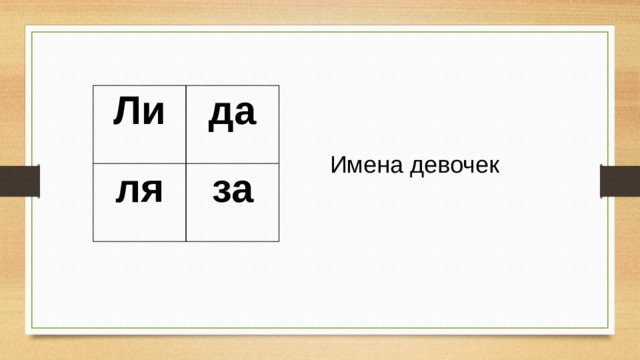 Ли да ля за Имена девочек 