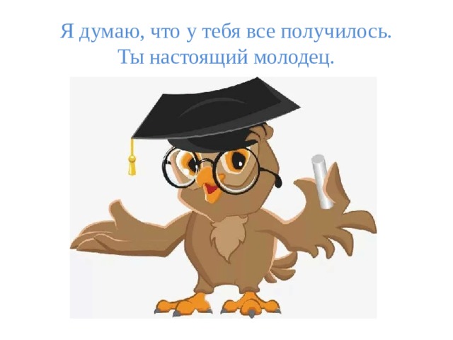 Я думаю, что у тебя все получилось.  Ты настоящий молодец. 