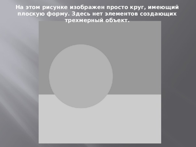 На этом рисунке изображен просто круг, имеющий плоскую форму. Здесь нет элементов создающих трехмерный объект. 